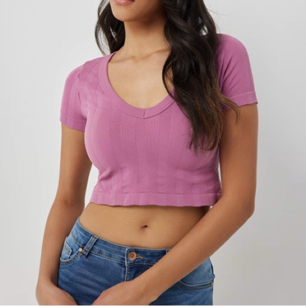 Ardene Ribbed V-Neck Crop Top